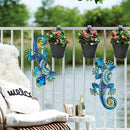 HONGLAND Metal Gecko Wall Art 2Pcs Outdoor Wall Decor Lizard Metal Hanging Wall Decoration Glass Sculpture for Garden Yard Patio Fence Home (Blue) by GreenHaven Gardens