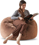Bean Bag Chair 3Ft, Memory Foam Filled, Large Beanbag Chairs for Adults and Teens, Soft Sofa with Removable Flannel Cover, Round Couch for Living Room Bedroom College Dorm (Coffee, 3FT-36×36"×24") by CozyNest Decor