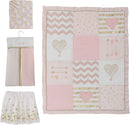Lambs & Ivy Baby Love Pink/Gold Girl Heart 4 Piece Crib Bedding Set by TinyTreasures Baby Boutique