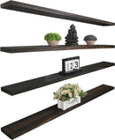 Wood Floating Shelves for Wall Decor, Rustic Wall Shelves for Bedroom Bathroom Kitchen Living Room, Set of 4 Walnut 48 Inch by CozyNest Decor