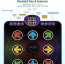 SUNLIN Light Up Dance Mat for Boys Girls Ages 3 4 5 6 7 8, Fun Toy Gift w/ 9 Light Up Keys & Bluetooth, Interactive Music Pad w/ 4 Game Modes & Adjustable Volume, Birthday Gift for Kids 3-12 by TinyTreasures Baby Boutique