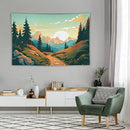 HZOHNAGO Mountain Tapestry Forest Mountain Sunrise Road Pattern Printed Wall Tapestry Wall Hanging for Bedroom Living Room Dorm 60" W x 40" H by CozyNest Decor