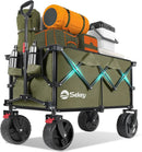 Collapsible Wagon Cart with Big All-Terrain Beach Wheels, Foldable Heavy Duty Wagons with Cup Holders, Utility Carts for Camping, Garden, Outdoor, Grocery, Sports. Khaki by GreenHaven Gardens