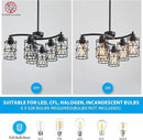 XINGQI Modern Black Chandelier 6-Light Pendant Lighting Fixture with Metal Shade 24" Height Adjustable for Dining Room Living Room Bedroom by CozyNest Decor