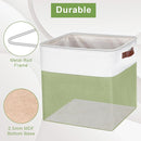 13x13 Cube Storage Bins, Collapsible Fabric Storage Box, 4 Pack Closet Baskets with Handles for Organizing, Shelf, Toys, Clothes, Home, Office, Nursery (Green&White) by TinyTreasures Baby Boutique