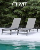 Aluminum Chaise Lounge Chair Outdoor, Foldable Patio Lounge Chair 2 Sets Assemble-Free, Pool Lounge Chairs with 5 Adjustable Backrest, Outdoor Lounge Chairs for Outside Poolside Beach Lawn Grey by GreenHaven Gardens