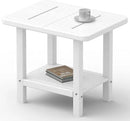 Outdoor Side Table - 2-Tier Storage All Weather Outdoor End Table for Patio - HDPE Morden Easy Maintenance Adirondack Side Table for Pool Porch Balcony Garden Lawn Backyard Outside Indoor by GreenHaven Gardens