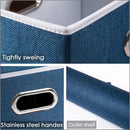 PRANDOM Foldable Storage Bin with Lid [5-Pack] Linen Fabric Decorative Storage Box Organizer Container Basket Cube with Handles Divider for Closet Office Living Room Royal Blue(14.9x9.8x9.8) by CozyNest Decor