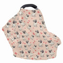 Binienty Cute Bulldog Print Baby Car Seat Canopy Cover Multi Use Nursing Cover for Newborn Boys Girls Soft Breathable Newborn Carrier/Stroller/Shopping Car by TinyTreasures Baby Boutique