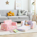 Toddler Chair Kids Couch, 2-in-1 Comfy Armchair with Removable and Washable Cover Carrying Handle, Convertible Reading Chair Toddler Couch for Girls and Boys, Pink Rainbow by CozyNest Decor