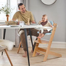 Cowiewie Natural Wooden High Chair for Babies & Toddlers 3-Tier Remove & Adjustable Tray, 8 Adjustable Highchair with Cushions, Portable (Blue) by TinyTreasures Baby Boutique