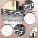 AUHOKY 2Pcs Adjustable Wine Glass Rack Under Cabinet, Punch-Free 4 Rows Stemware Wine Glass Metal Holder, Hanging Wine Glasses Storage Hanger Organizer for Shelf Kitchen Bar Decor(White, 4 Rows) by CozyNest Decor