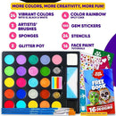 28 Color Face Painting Kit for Kids - Blue Squid Face Paint Kit Palette with 160pc accessories Stencils, Water Activated Non Toxic Washable Professional Facepaint body set Halloween Party Makeup by TinyTreasures Baby Boutique