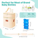 PIIOSER Breastmilk Cooler Bag with Ice Pack Fits 6 Baby Bottles Up to 9 Ounce, Insulated Baby Bottle Tote Bags, Double Layer Waterproof Leak-Proof with Shoulder Strap for Nursing & Working Mom (Cream) by TinyTreasures Baby Boutique