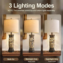 BOBOMOMO 27.25” Antique Gold Table Lamps Set of 2 – Farmhouse Bedside Lamps with Night Light & USB A+C Ports, Vintage Lamps for Bedroom, Living Room, Entryway, Nursery, Reading Nook(Bulbs Included by CozyNest Decor
