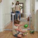 Cumbor 29.7-46" Baby Gate for Stairs, Gifts for Mom-Auto Close Dog Gate for The House, Easy Install Pressure Mounted Pet Gates for Doorways, Easy Walk Thru Wide Safety Gate for Dog, Gray by TinyTreasures Baby Boutique