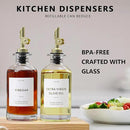 HOMCDALY Olive Oil Dispenser for Kitchen, 11.8oz Glass Dispenser Bottles with Pourer for Kitchen, Oil and Vinegar Dispensers Set, Leakproof Oil Bottle for Cooking| Set of 2 (11.8oz) by CozyNest Decor