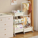 2in1 Baby Diaper Caddy & Clothes Organizer and Storage Rolling Cart, Large Capacity Nursery Organization For Baby Dresser,Changing Table, Crib, With 2 Dividers & 7 Pockets,White by CozyNest Decor