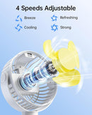 SWEETFULL Portable Stroller Fan with Display 4000mAh Battery Powered Mini Clip On Fan, 4-Speed Rechargeable Small Personal Cooling for Baby Car Seat Crib Travel - White by TinyTreasures Baby Boutique
