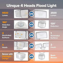 LUTEC 84W 9500LM LED Security Light Motion Sensor Outdoor Lights with Night Light, 4 Head LED Flood Lights Outdoor 5000K Daylight, IP65 Waterproof, Motion Detected Lights for Outside (White) by GreenHaven Gardens