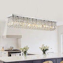 Siljoy Modern Rectangular Crystal Chandelier, 47" Rectangle Raindrop Hanging Ceiling Pendant Light Fixture Adjustable Height for Kitchen Island Dining Room, Polished Chrome Finish, L47 x W10 x H10 by CozyNest Decor