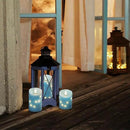 Homemory Flameless Candles with String Lights, 3 Pack Embedded Fairy String Lights LED Candles, Electric Flickering Candles with Remote Control and Timer, Real Wax, Blue by CozyNest Decor