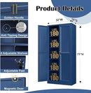 Kitchen Pantry Cabinet,71”Blue Metal Pantry Storage Cabinets with Doors and 4 Adjustable Shelves,Kitchen Cabinet with 2 Gold Handles,Tall Cabinet for Livingroom, by CozyNest Decor