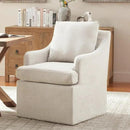 VKNOW Upholstered Dining Chairs, Modern Kitchen Chairs Dinner Chairs with 4 Casters, Linen Armchair for Bedroom Reading Room Living Room, Beige by CozyNest Decor