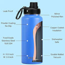 DRINCO Stainless Steel Water Bottle Spout Lid Vacuum Insulated Double Wall Water Bottle Wide Mouth (40oz 32oz 22oz 18oz 14oz) Leak Proof Keep Cold Sport Camping Hiking (32 oz, 32oz Royal Blue) by CozyNest Decor