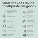 Davids Fluoride Free Toothpaste, Teeth Whitening, Antiplaque, SLS (Sulfate) Free, Promotes Enamel Health, Mouth & Gum Detox, EWG Verified, Natural Peppermint, 5.25oz (3 Pack) by CozyNest Decor