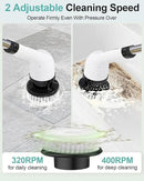 Electric Spin Scrubber, Cordless Shower Scrubber Rotary Floor Brushes & Pad Drivers with 9 Brush Heads - 2H Dual Speed, IPX7 Waterproof Extension Handle for Bathroom Tile Car Cleaning, Whtie-Q by CozyNest Decor