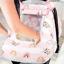 Pea Pod Car Seat Cover Baby, Infant Car Seat Canopy Covers for Newborn with 2 Layers Windows of Breathable Mesh Fabric, Lightweight Polyester/Soft Minky Dot Backing (Floral & Rainbow) by TinyTreasures Baby Boutique