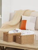 StorageWorks Round Paper Rope Storage Baskets, Rectangular Wicker Baskets with Built-in Handles, Medium, 13 ¼ x 8 ½ x 7 ¼ inches, 2-Pack by CozyNest Decor