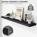 Fun Memories 55 Inch Floating Shelves - 9 Inch Deep Rustic Wooden Wall Shelves - Extra Deeper & Thicker Wall Mounted Storage Shelf for Living Room Kitchen Farmhouse - Rustic Black by CozyNest Decor