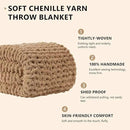 L'AGRATY Chunky Knit Blanket Throw: 72''x84'' Chenille Chunky Knitted Throw Blankets for Bed Couch - Handmade Thick Big Cable Knit Blanket - Large Crochet Rope Blankets for Home Decor(Tan) by CozyNest Decor