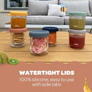 BEABA 8 oz Glass Baby Food Jars with Soft Silicone Air Tight Lids, Glass Storage Containers with Lids, Microwave and Freezer Safe Containers, Sage by TinyTreasures Baby Boutique