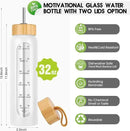 32 oz Glass Water Bottle with Straw - Motivational Time Marker & Silicone Sleeve - Reusable Tumbler Includes 2 Bamboo Lids & Fruit Infuser - 1 Pack by CozyNest Decor