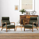 INZOY Mid Century Modern Accent Chair Set of 2, High Back Reading Armchair with Wood Frame, Upholstered Living Room Chairs with Waist Cushion, Single Lounge Arm Chair for Bedroom Sunroom, Green by CozyNest Decor