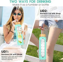32 oz Glass Water Bottle with Straw - Motivational Time Marker & Silicone Sleeve - Reusable Tumbler Includes 2 Bamboo Lids & Fruit Infuser - 1 Pack by CozyNest Decor