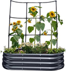 KING BIRD Raised Garden Bed with Wall Trellis Galvanized Planter Garden Box Outdoor for Gardening, Climbing Vegetables, Flowers 3.94x2.95x0.98 Ft, Dark Grey by GreenHaven Gardens