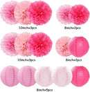 Light-Hot Pink Party-Decorations Paper-Flowers Lanterns - 15pcs Graduation Girl Birthday Decor Tissue Pom Poms Streamers, Bridal Baby Shower Wedding Bachelorette Valentine Hanging Supplies Hugfond by CozyNest Decor