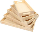 LotFancy Wooden Nested Serving Trays, Set of 5, Unfinished Natural Wood Trays with Handles, for Craft and Decor, Food Organizer for Breakfast, Lunch, Dinner by CozyNest Decor