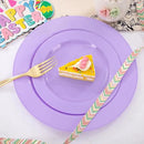 FLOWERCAT 60PCS Purple Plates - Heavy Duty Purple Plastic Plates Disposable for Easter Party/Wedding - Include 30PCS 10.25" Dinner Plates and 30PCS 7.5" Dessert Plates by CozyNest Decor