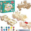 Kraftic Woodworking Building Kit for Kids, with 3 Educational DIY Carpentry Construction Wood Model Kit Toy Projects for Boys and Girls- Tractor, Bulldozer and Racing Car by GreenHaven Gardens