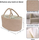 Diaper Caddy Organizer Cotton Rope Baby Basket Nursery Storage and Portable Tote Bag for Car Ideal Baby Shower Gifts and Registry Must-Have for Newborn Essentials light konjak by TinyTreasures Baby Boutique