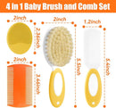 Baby Hair Brush and Comb Set, 4Pcs Baby Soft Bristles hairbrush Cradle Cap Brush Hair Comb for Newborns Toddlers Boys Girls (Yellow) by TinyTreasures Baby Boutique