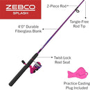 Zebco Splash Junior Spinning Reel and Fishing Rod Combo, 4-Foot 2-Piece Fishing Pole, Size 10 Reel, Changeable Right- or Left-Hand Retrieve, Pre-Spooled with 6-Pound Zebco Line by TinyTreasures Baby Boutique