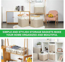 Bidtakay Extra Large Storage Baskets for Organizing 17x12x15.1 inch 3-Pack Fabric Closet Organizers Storage Bins with Handles Foldable Storage Baskets for Shelves Clothes XL-White&Beige by TinyTreasures Baby Boutique