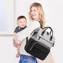 LOVEVOOK Diaper Bag Backpack, Baby Bag with Changing Station, Large Diaper Backpack for Mom Dads, Waterproof Leather Mommy Bag for Boy and Girl, Travel Essential Baby Shower, Black-Grey by TinyTreasures Baby Boutique