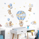 Tanlaby Blue Hot Air Balloon Wall Stickers Cartoon Bear Rabbit Stars Planets Wall Decals Peel and Stick Art Decor for Nursery Kids Bedroom Playroom Daycare Classroom by TinyTreasures Baby Boutique
